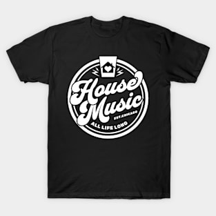 HOUSE MUSIC  - Circle Heart House logo (white) T-Shirt